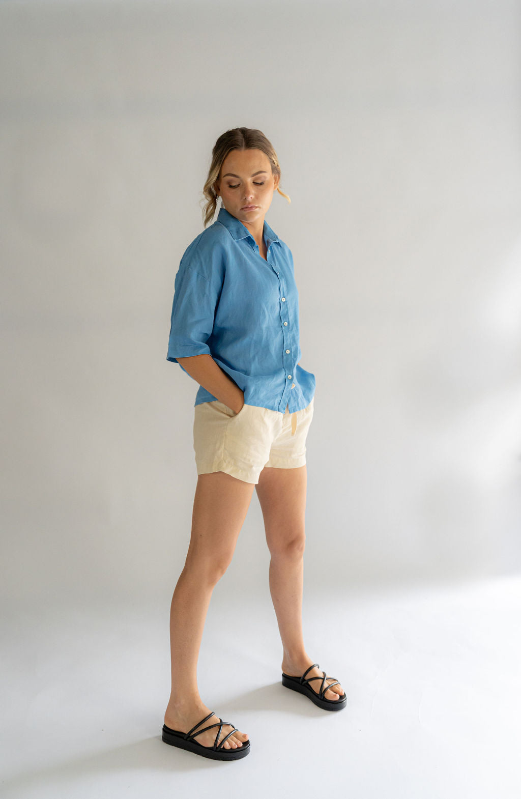 CORA BUTTON UP | AZURE