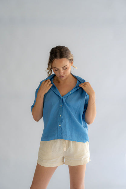 CORA BUTTON UP | AZURE